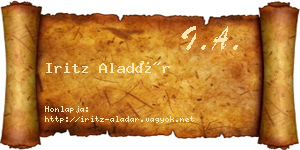 Iritz Aladár névjegykártya